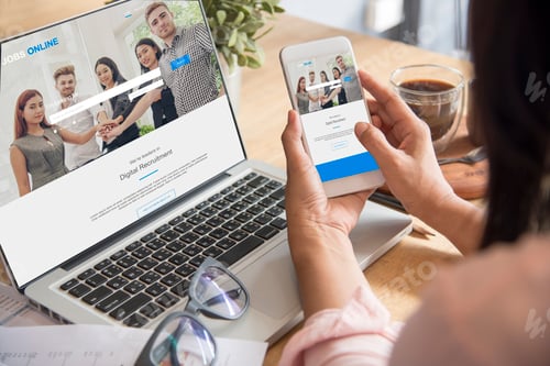 Preview: Happiness Asian Woman working from home using laptop online meeting in home office