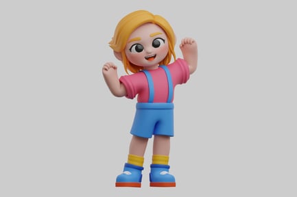 Preview: Happy girl cartoon character asset