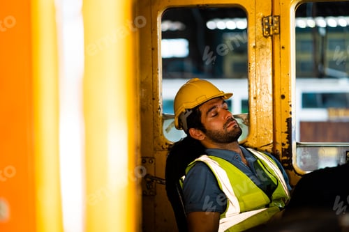 Preview: A male worker lies down on a stretch chair taking a midday nap during his break.