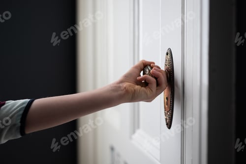 Preview: vintage timber door frame knob handle open home
