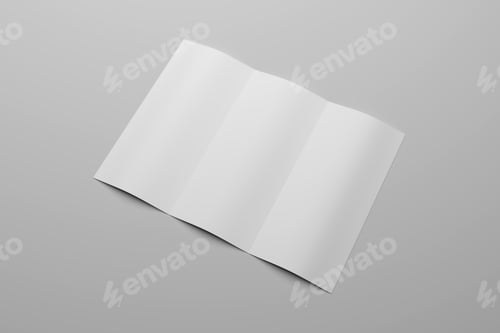 Preview: Blank trifold brochure on gray background. 3D rendering.