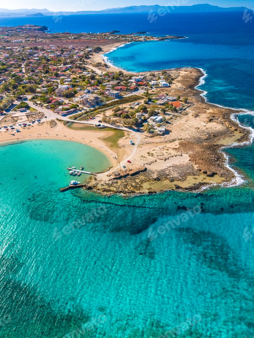 Preview: Aerial image of famous Stavros Zorbas beach, Crete Island, Greece, near Chania