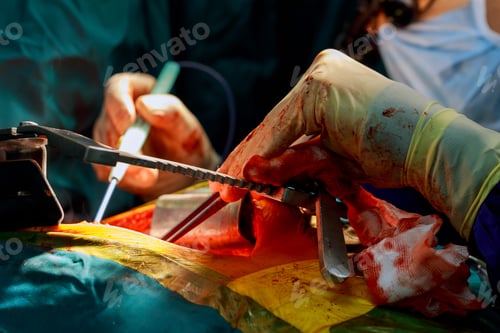 Preview: Liver transplant in operating room, Surgery in hospital on the open heart chest during heart surgery