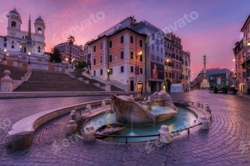 Preview: Fontana Della Barcaccia At Sunrise