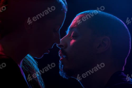 Preview: Young Adult Caucasian, Straight (Heterosexual) Couple Sensual Kissing, Man And Woman. Black
