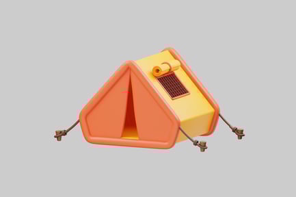 Preview: Yellow and orange camping tent.