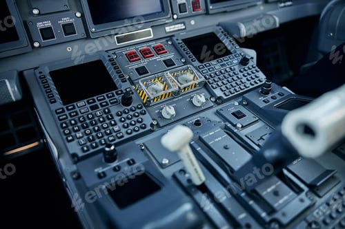 Preview: Digital panel with levers for flying passenger plane