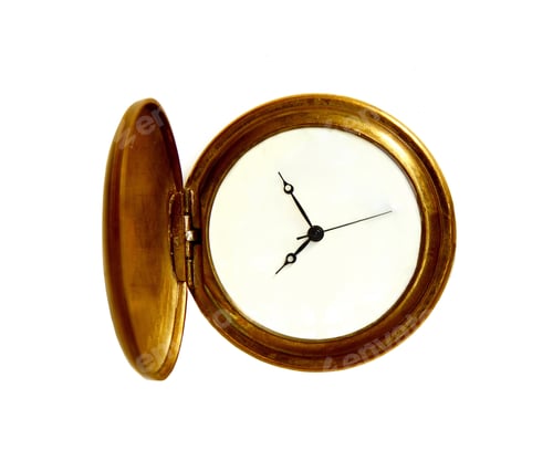 Preview: Antique Pocket Watch with Lid Open on White