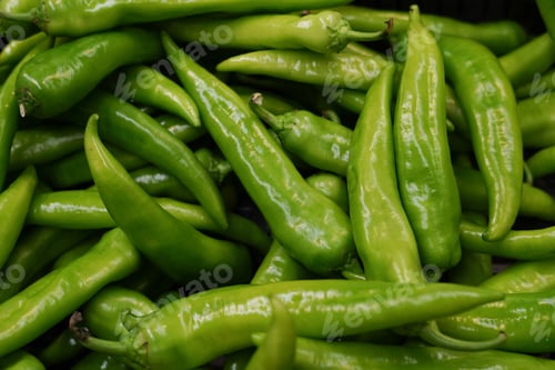 Preview: fresh organic green pepper from farm close up in the grocery store
