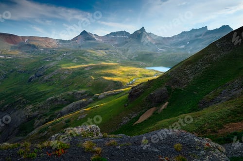 Preview: Beautiful view of the San Juan Mountains covered with lush greenery. Colorado, USA