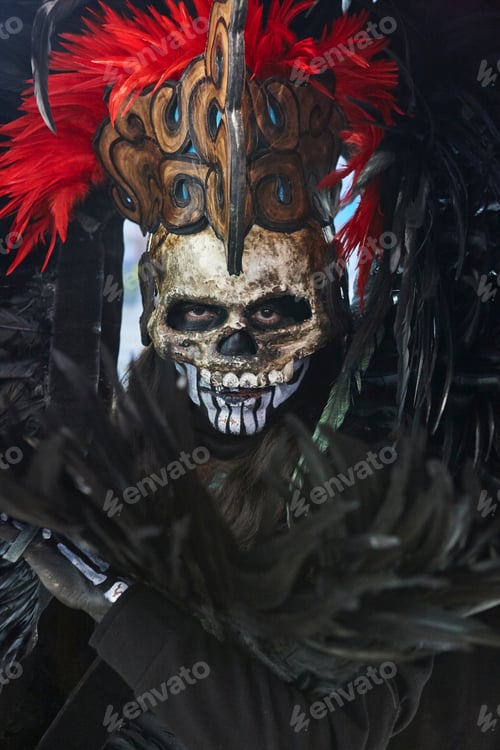 Preview: Traditional jalisco mexican handmade skull mask. Ancient Indigenous heritage. Mexico
