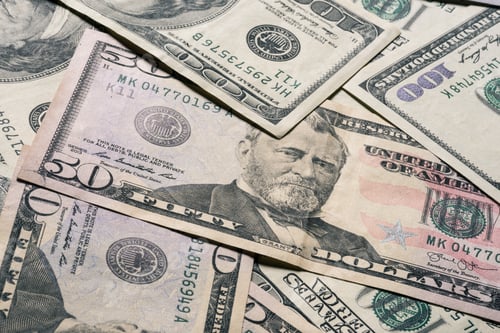 Preview: close up view of dollar banknotes background