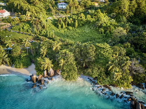 Preview: Beach at Seychelles aerial top view