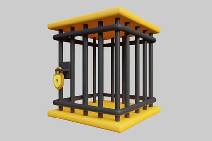 Preview: Stylized prison cage with padlock