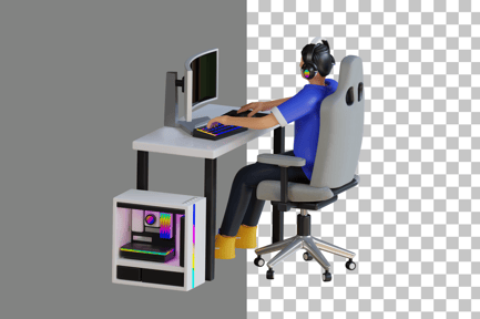 Preview: Playing Games Online 3D Illustration