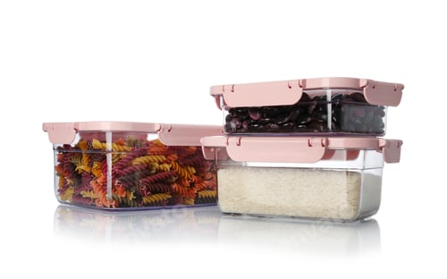 Preview: Boxes with uncooked products on white background
