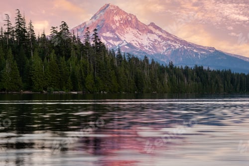 Preview: Mountain sunset over wilderness lake