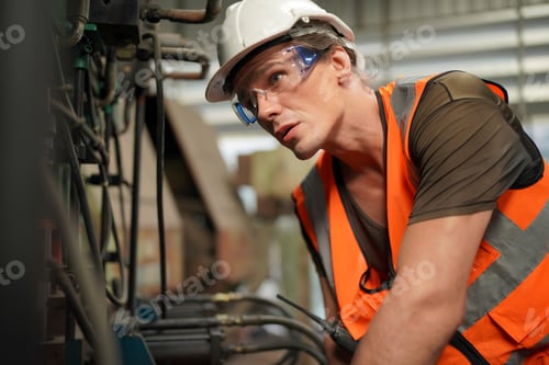 Preview: Factory Engineer Operating machines in industry factory.