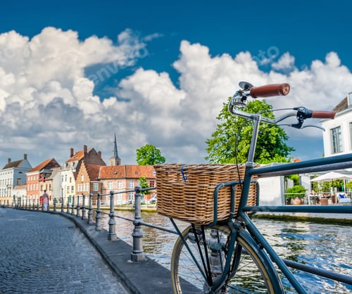 Preview: Bruges (Brugge) cityscape with bike