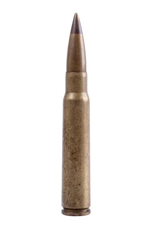 Preview: Machine gun bullet on a white background