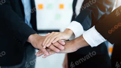 Preview: Business team shake hands after agreeing to start a new project successfully.