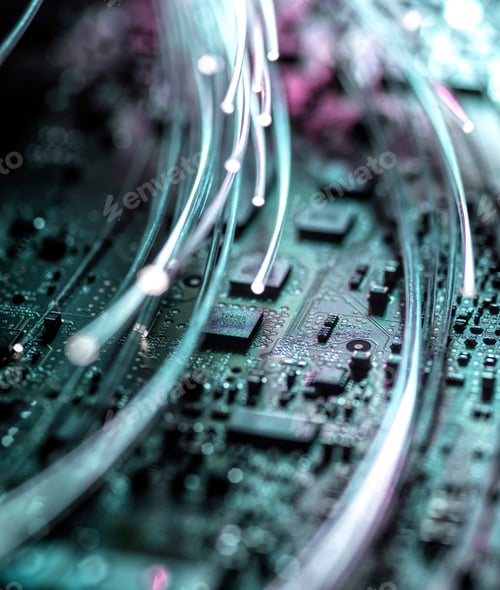 Preview: Fibre optics carrying data at speed to a computer