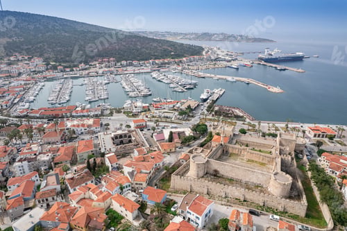 Preview: View of Cesme Marina, from Cesme Castle. Turkey, izmir.