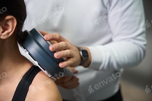 Preview: Physiotherapy technique. office syndrome therapy for woman
