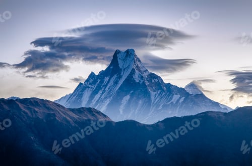 Preview: Snow Capped Mountain Peaks and Clouds in Nepal