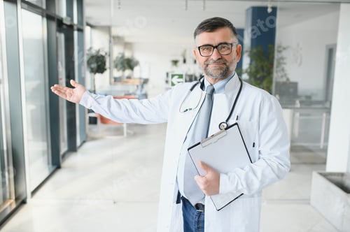 Preview: gray hair expertise handsome senior doctor hospital portrait