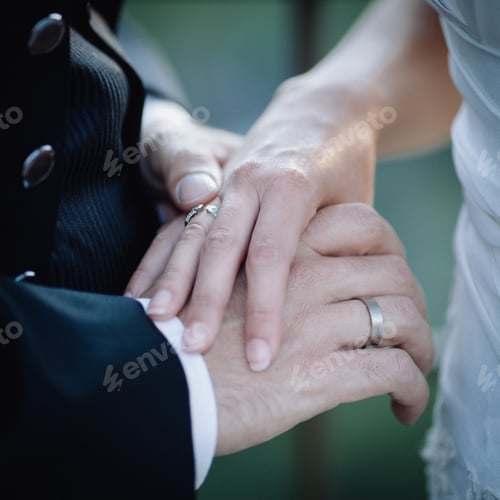 Preview: Crop married couple holding hands