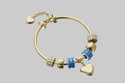 Preview: Gold charm bracelet with gems