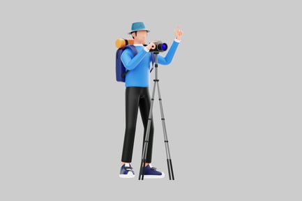 Preview: Cartoon photographer with tripod asset