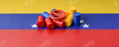 Preview: Trade Embargo on Oil: Colorful Barrels on Flag