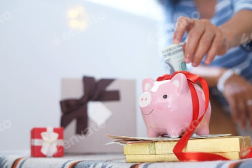 Preview: piggy bank and money