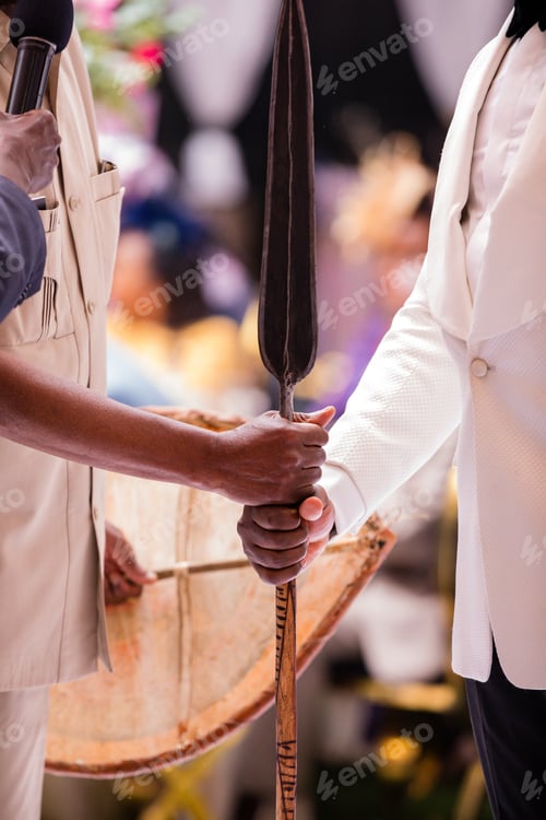 Preview: Kenyan Wedding Men Exchanging Gifts Shield Arrow