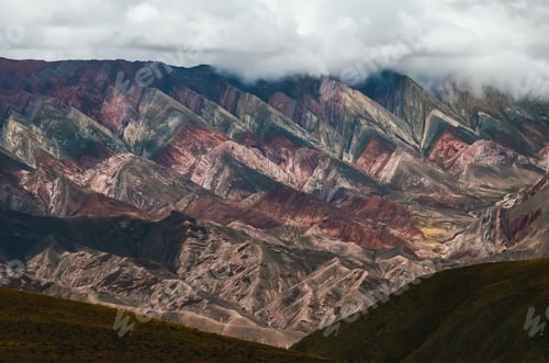Preview: Colorful Hornocal mountain range in Jujuy under cloudy sky