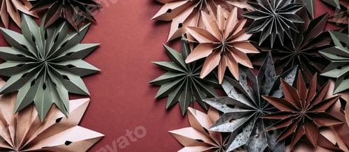 Preview: Merry Christmas. Hand made Christmas stars, Christmas background, holiday card. DIY Christmas flat l