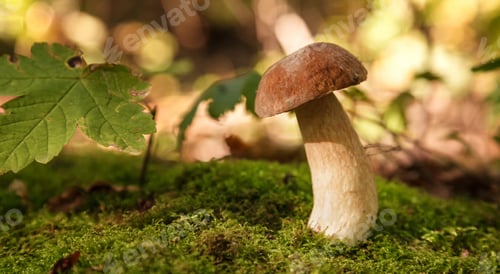 Preview: Bulbosus Boletus Edulis. Collection mushrooms. Autumn harvest concept