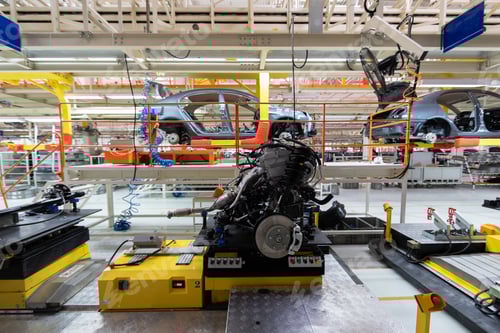 Preview: Transfer of car body. Robotic equipment makes Assembly of tcar. Modern car Assembly at factory