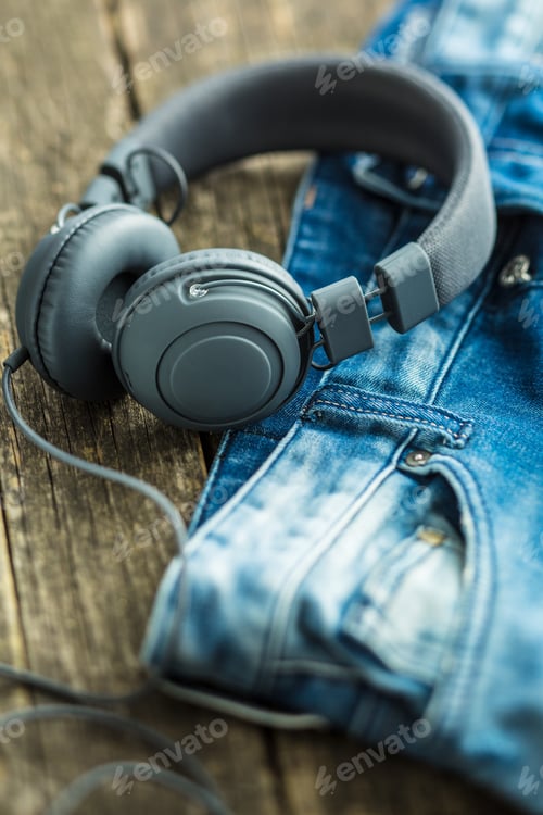 Preview: Headphones and blue jeans.