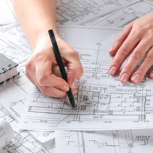 Preview: Architects concept, engineer architect designer freelance work on start-up project drawing, construc