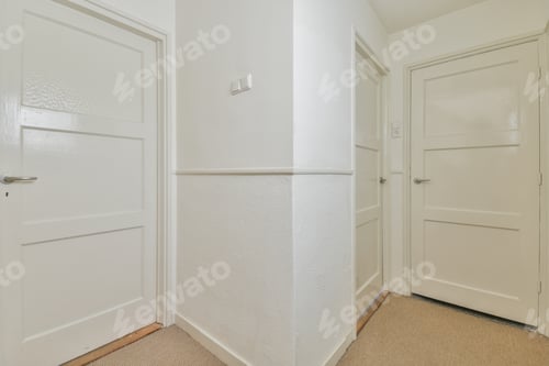 Preview: Narrow corridor with doors and lamp