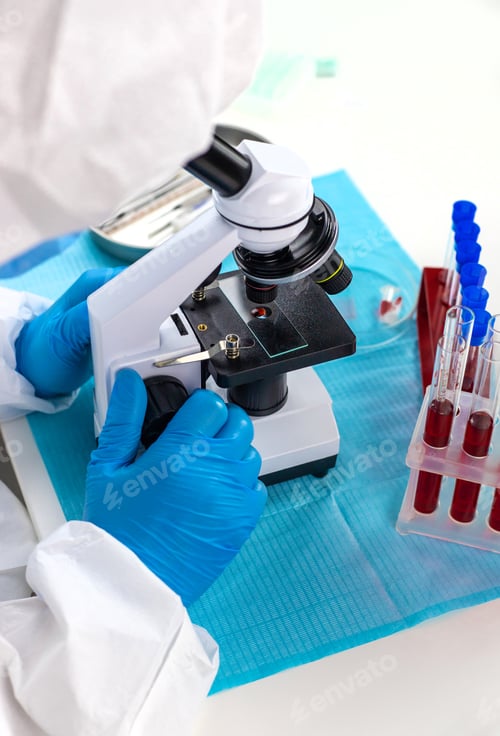 Preview: examine blood in the laboratory. Selective focus.