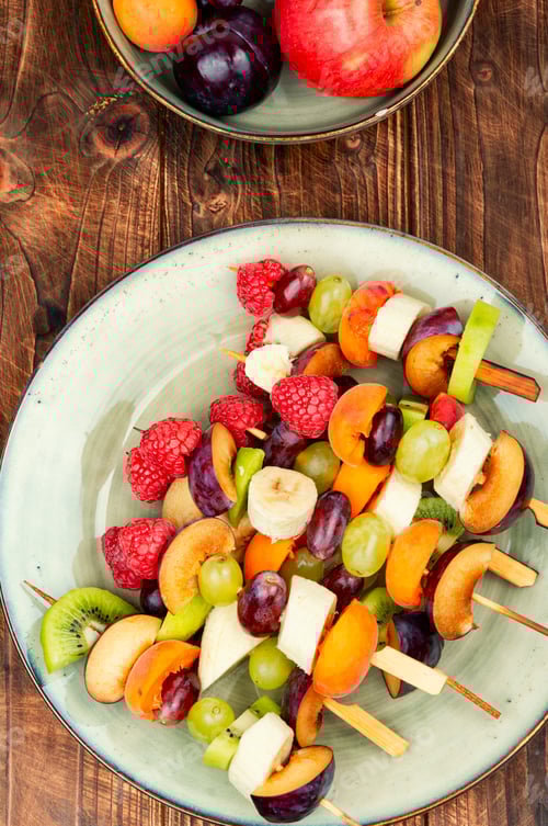 Preview: Fresh Fruit Skewers on a Plate