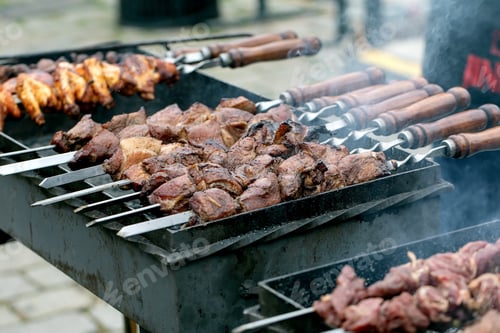 Preview: Grilled Meat Skewers on Barbecue