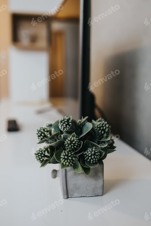 Preview: Selective focus shot of a beautiful bouquet of clovers in a pot