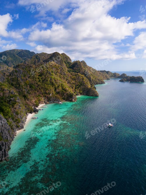 Preview: Aerial view of Banul Beach, Coron Island, Philippines