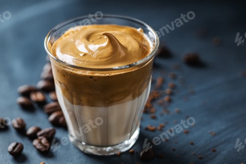 Preview: Dalgona coffee with whipped foam in cup