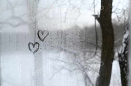 Preview: Drawn Hearts on a Winter Window Pane